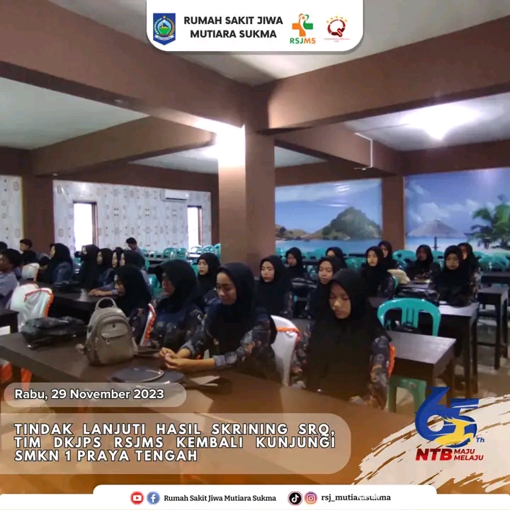 TINDAK LANJUT HASIL SKRINING SRQ, TIM DKJPS RSJMS KEMBALI KUNJUNGI SMKN 1 PRAYA TENGAH